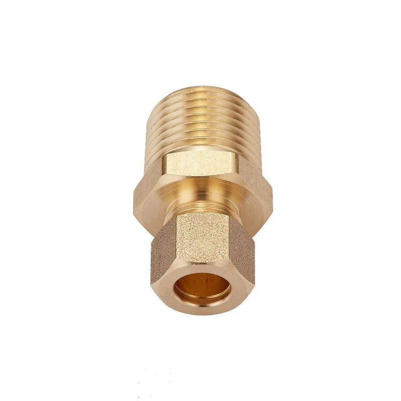 Litorange 3 Pack Metal Brass Compression Tube Pipe Fitting Connector, Straight Coupling Adapter, 3/8" Tube OD x 1/2" NPT Male - Image 3
